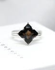 Front view of bena jewelry cocktail ring edgy smoky quartz fine jewelry montreal made in canada fine jewelry designer gemstone ring specialist