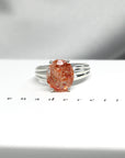 Front view of custom made color gemstone ring montreal canada sunstone silver jewelry fine designer montreal handmade jewelry cocktail gems fashion style canada jewelry artist gemstone specialist