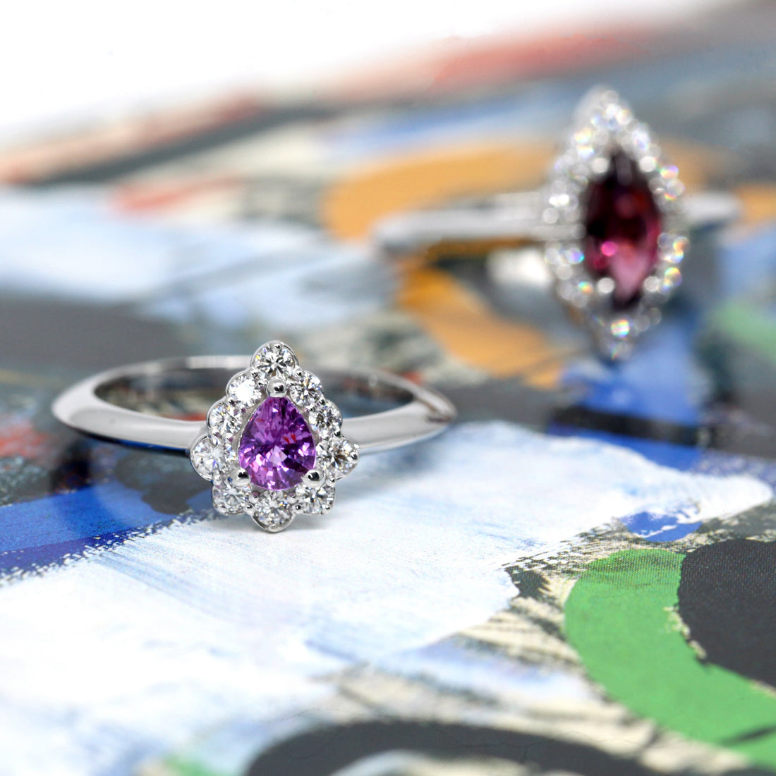 custom made bridal ring color gemstone sapphire diamond bridal bena jewelry canada designer