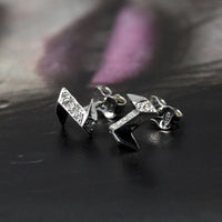 Natural light silver stud earrings thunder shape with round diamond Bena Jewelry Montreal