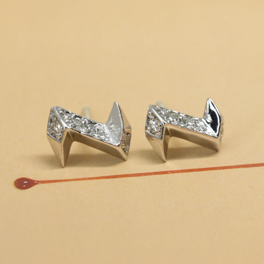 Silver stud earring with diamonds Bena Jewelry Made in Montreal Canada