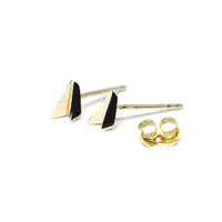 Minimalist yellow gold stud earrings by Bena Jewelry Designer Made in Montreal Canada from Fancy Edgy Collection