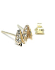 Side view of the yellow gold stud earrings from Fancy Edgy Collection Small Round Diamond and Sharp Look by Bena Jewelry Montreal, made in Canada