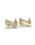 Yellow Gold Arrow Shape Stud Earrings Made in Montreal Bena Jewelry Front View