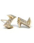 Yellow Gold Arrow Shape Stud Earrings Made in Montreal Bena Jewelry