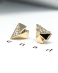 Diamonds heart shape stud earrings yellow gold Bena Jewelry Montreal Canada