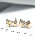 Electric Shape Stud Earrings with Round Diamonds Bena Jewelry Montreal Made in Canada