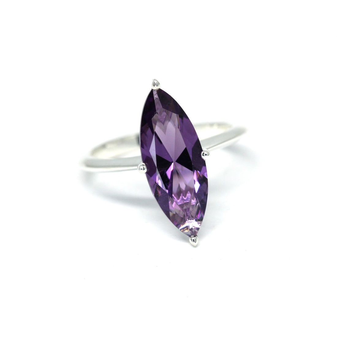 Bena Jewelry custom amethyst ring purple natural gemstone cocktail ring marquise shape big bold ring purple natural gems silver coktail jewelry