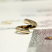 Front view of vermeil gold silver plated ring spin collection bena jewelry edgy jewelry montreal