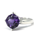 side view of amethyst cocktail ring silver custom made creation bridal jewelry handmade montreal bena jewelry designer