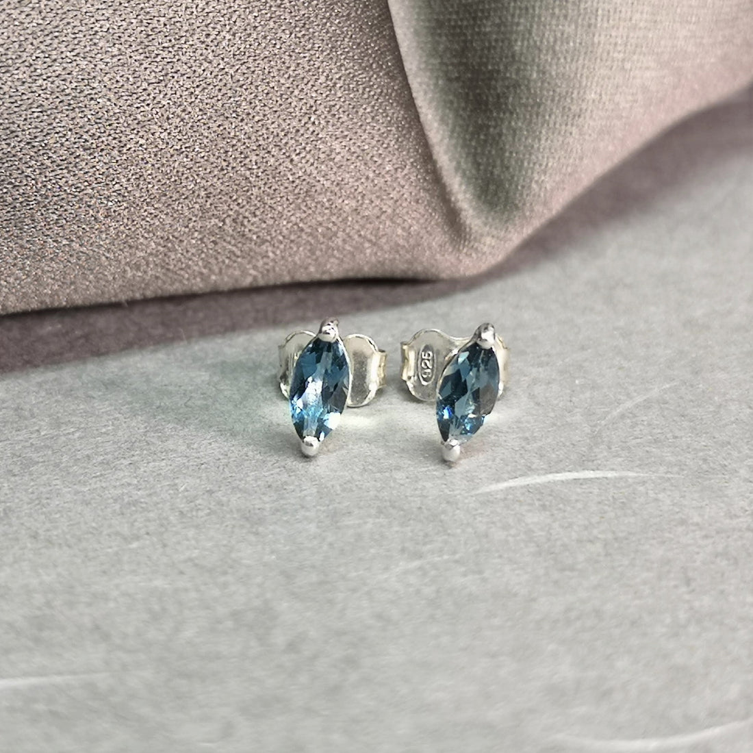 Natural light marquise shape london blue topaz stud earrings bena jewelry edgy montreal made studs custom made for small marquise shape blue gemstone bena jewelry montreal