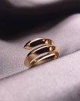 Top view of vermeil gold ring handmade in canada silver gold plated minimalist unisex jewelry montreal made in canada bold jewelry