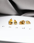 citrine earrings pear shape gemstone stud earrings minimalist color gemstone fine jewelry handmade in montreal little italy jewelry studio desginer color gemstone custom jewelry specialist
