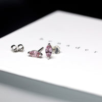 bena jewelry pink sapphire stud earrings montreal made in little italy marquise shape small sapphire minimalist gemstone earrings montreal made silver earrings bena jewelry little italy