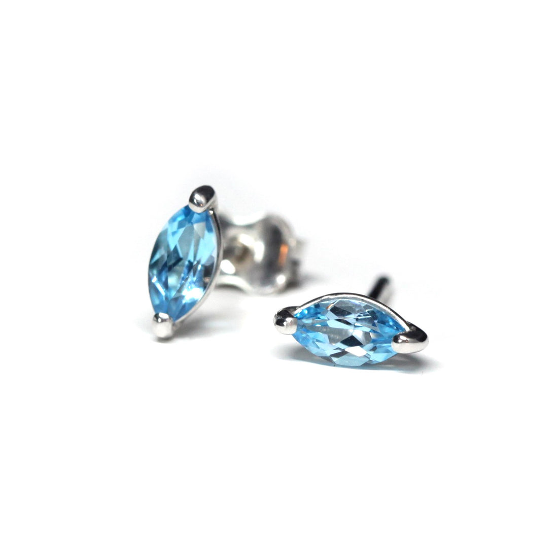 Swiss Blue Marquise Topaz Stud Earrings