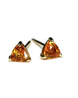 trillion sapphire orange gold stud earrings bena jewelry