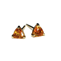 trillion sapphire orange gold stud earrings bena jewelry
