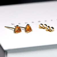 yellow gold stud earrings bena jewelry orange sapphire