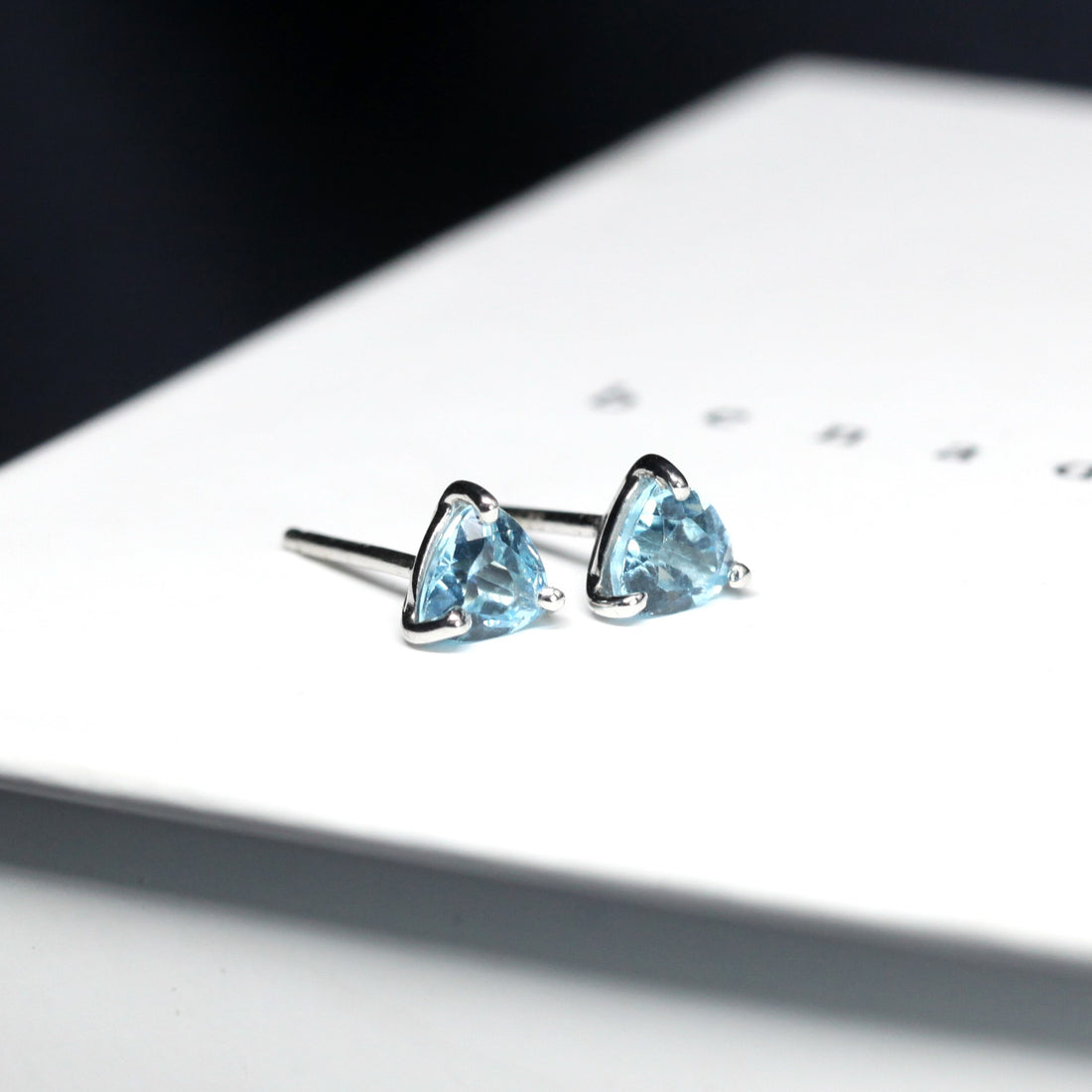 Swiss Blue Trillion Topaz Stud Earrings