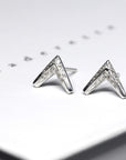 White gold and diamond earrings arrow shape Bena Jewelry fine jewelry made in Montreal Canada