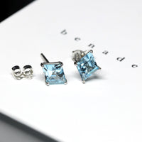 Blue topaz stud earrings bena jewelry montreal made in canada color gemstone earrings stud small blue fancy shape gems little italy montreal jeweler custom made fine jewelry color gemstone edgy jewelry desginer montreal made in canada handmade color gemstone jewelry