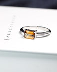 Zircon Baguette Shape Fire Orange Gold Ring