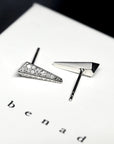Jewelry Designer Bena Jewelry Montreal Pike Studs Earrings in White Gold and Round Diamonds Handmade in Canada