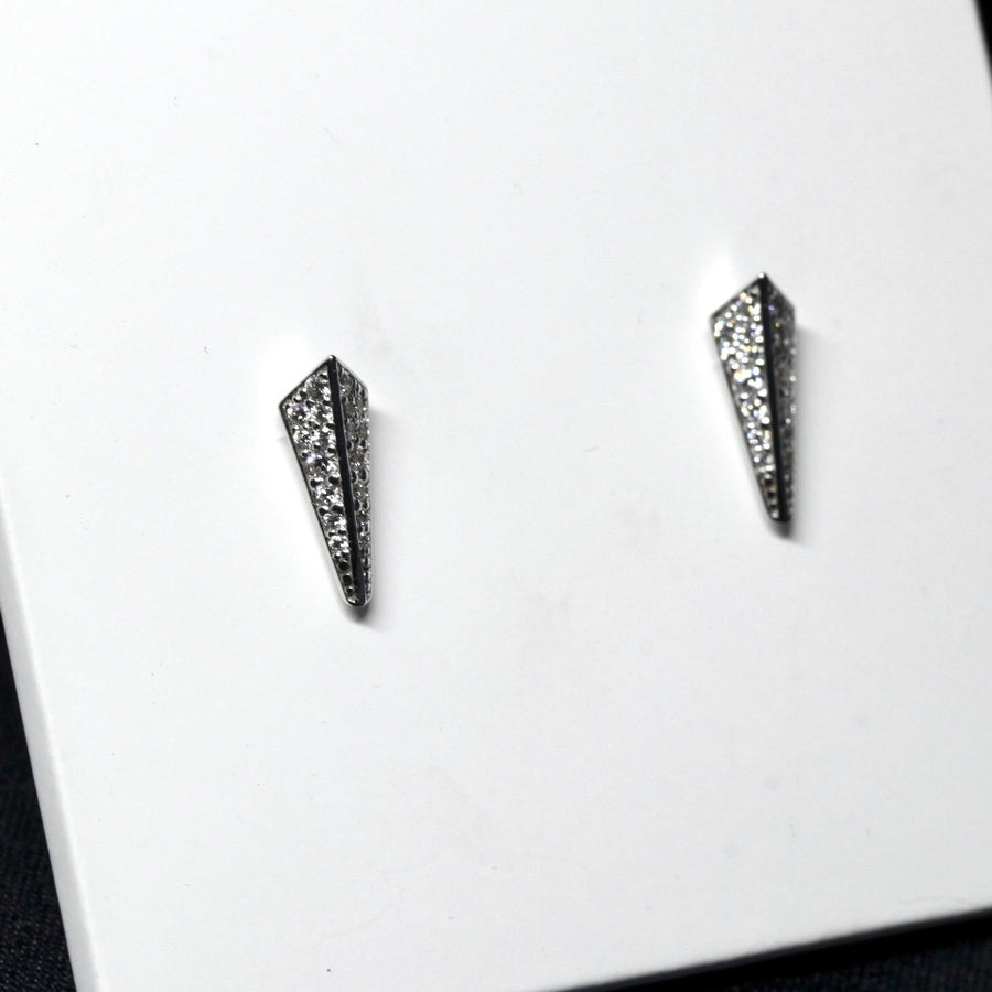 Face of Pike white gold earrings studs with round diamonds stud earrings Fancy Edgy Collection Bena Jewelry Fine Jewls