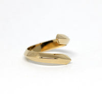 Side view yellow gold silver plated ring bena jewelry montreal designer fine jewelry minimalist jewels montreal made in canada
