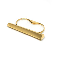 Edgy Collection Double Finger Ring Bena Jewelry Vermeil Gold Montreal Designer Made in Canada