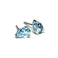 Topaz Pear Blue Sky Small Stud Earrings