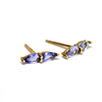 Tanzanite Double Pear Gold Stud Earrings