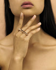 Girl Wearing Short Double Finger Silver Fine Jewelry