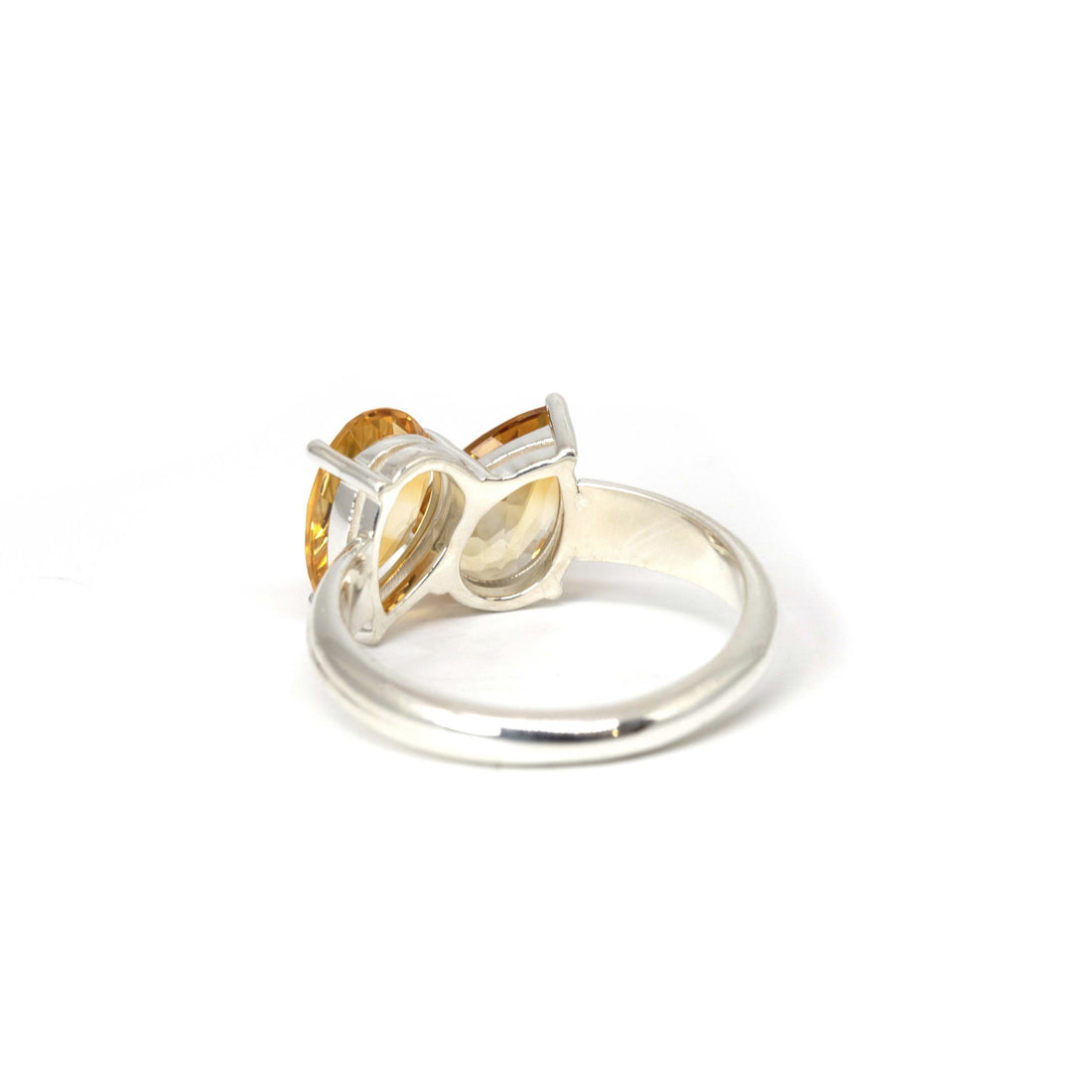 Double Pear Shape Citrine ShowMe Silver Ring