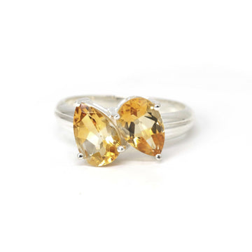 toi et moi pear shape citrine statement bena jewelry ring montreal