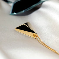 Back view of vermeil gold Edgy collection of Bena Jewelry montreal made simple minimalist pendant gold plated in montreal unisexe bold jewelry ethical custom made bridal and fashion jeweler manufacture montreal made in canada minimalist cool luxury jewelry