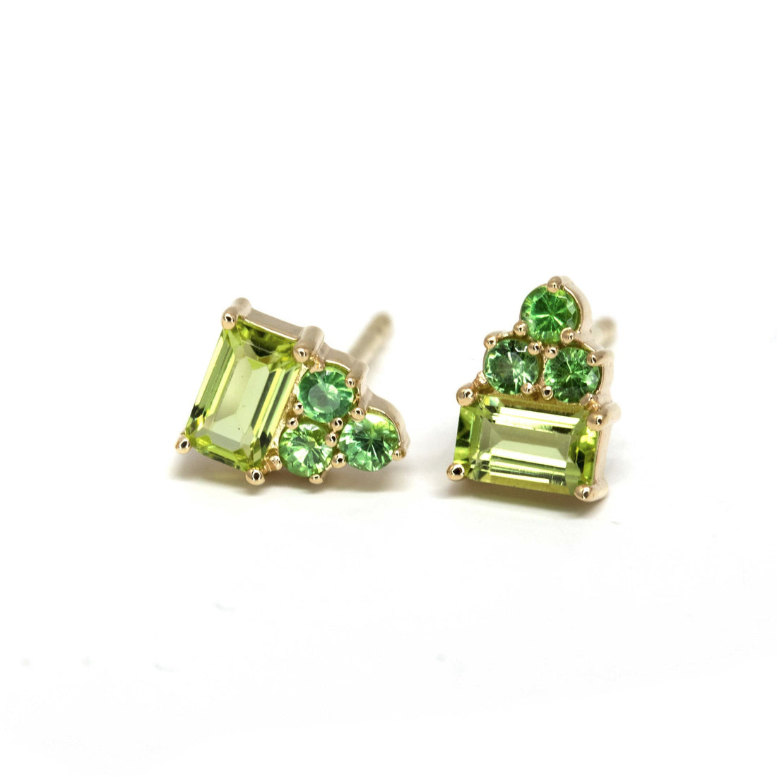 Lola Peridot & Tsavorit Gold Stud Earrings