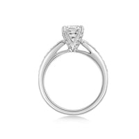 side view of round diamond engagement ring diamond prongs ring bena jewelry custom made diamond engagement ring montreal handamde fine jewelry little italy montreal 