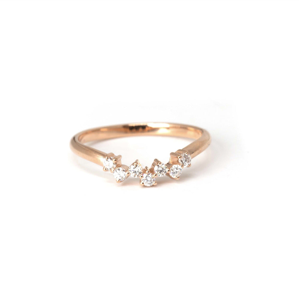 front view of diamond band rose gold bena jewelry montreal designer