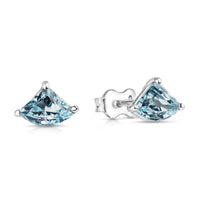 Fancy shape blue topaze Gemstone stud earrings sterling silver 