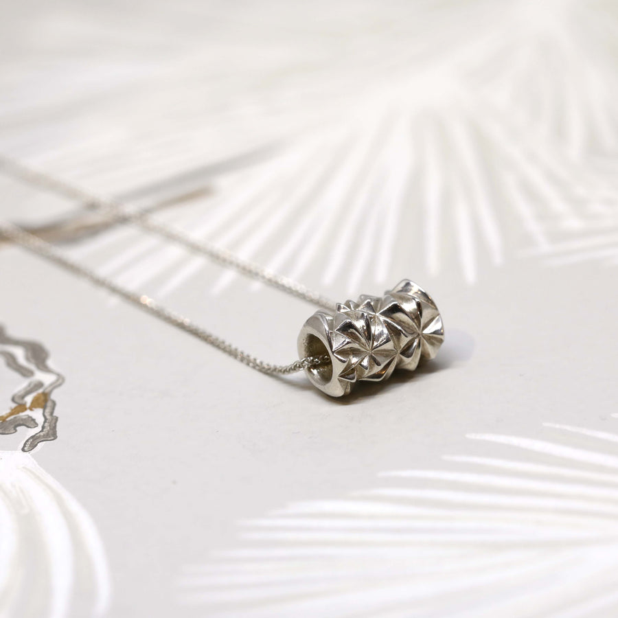 Silver Small Chiseled Pyramid Tube Pendant