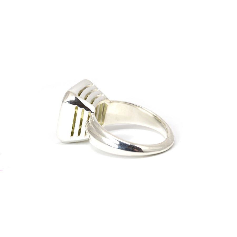big silver ring square shape gemstone bena jewelry edgy designer montreal canada