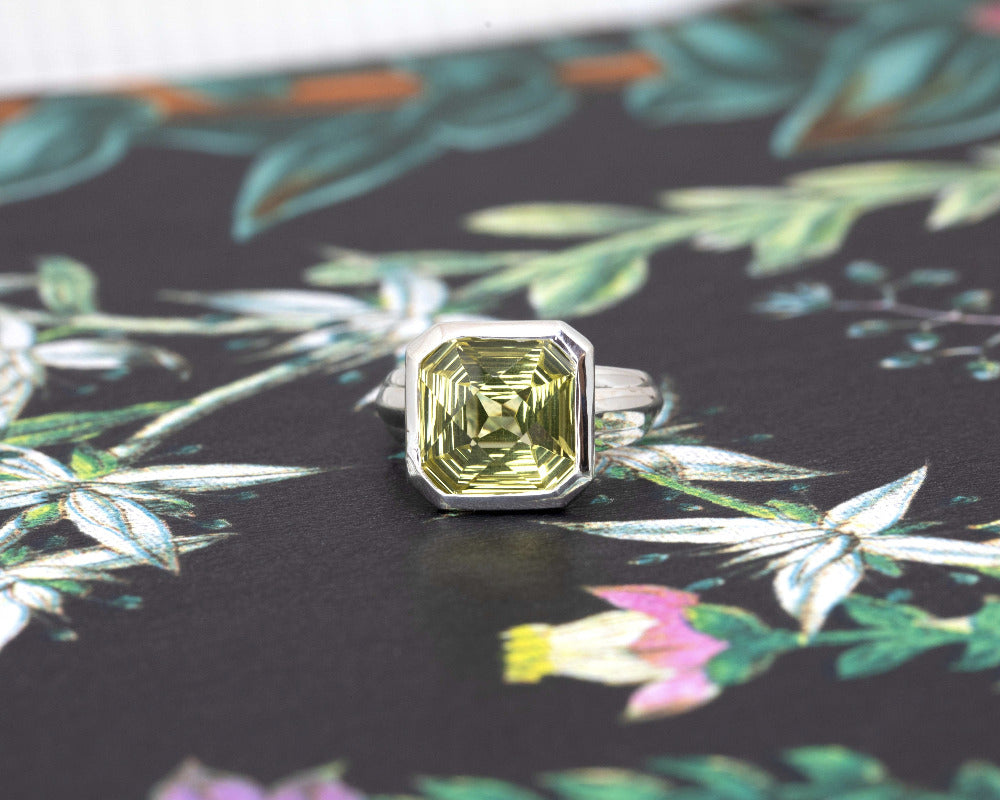 square shape lemon quartz gemstone ring bena jewelry