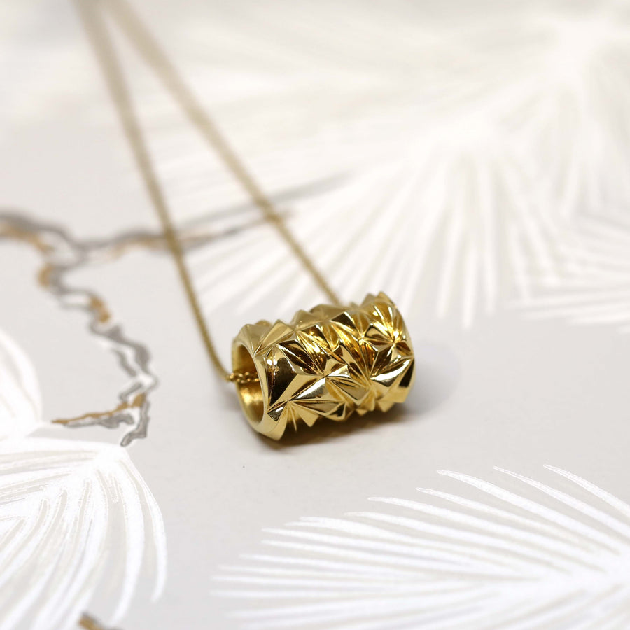 Gold Vermeil Large Chiseled Tube Pendant