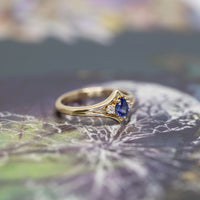 adorn bena jewelry sapphire pear shape and diamond engagement ring montreal