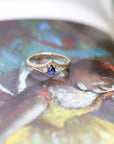 pear shape blue sapphire diamond bena jewlery cutom made