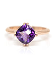 cushion amethyst rose gold ring designer by bena jewelry in montreal on a white background