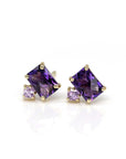amethyst and pink sapphire gemstone stud earrings made in montreal by bena jewelry design