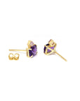 back view of amethyst gemstone studs and asscher cut pink sapphire studs bena jewelry made in montreal