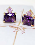 amethyst and pink sapphire gemstone studs earrings made by independant canadian bena jewelry designer montreal